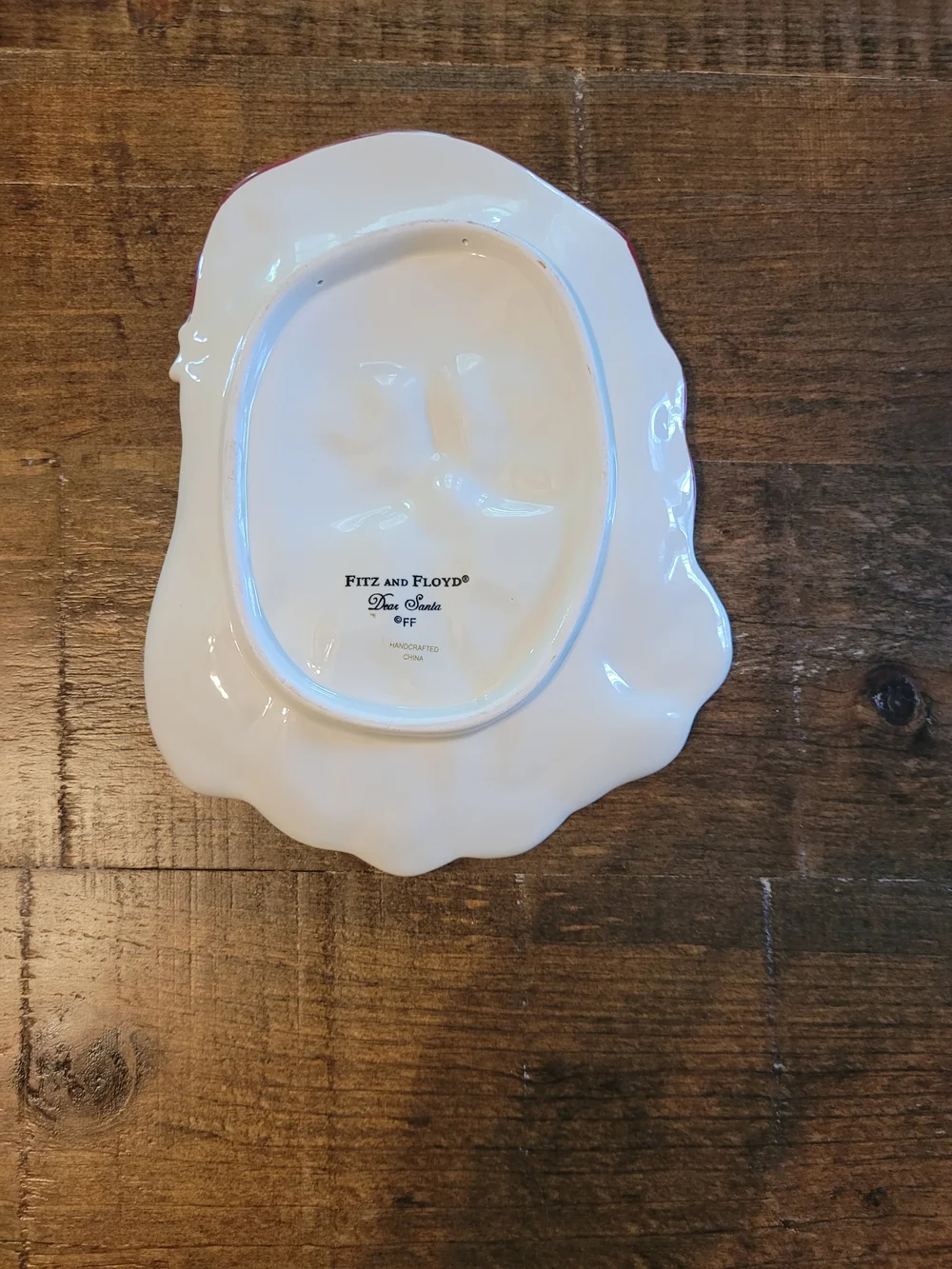 Festive Santa Face Holiday Ceramic Plate - White & Red